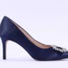 Marian Navy Satin Court Shoe