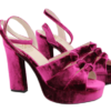 Marian Raspberry Crushed Velvet Platform Sandals - Image 2