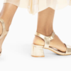 Vanessa Wu Laurie Gold Block Heeled Sandal - Image 2