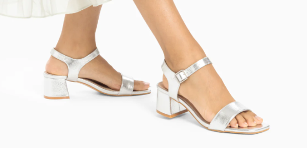 Vanessa Wu Laurie Silver Block Heeled Sandal - Image 3