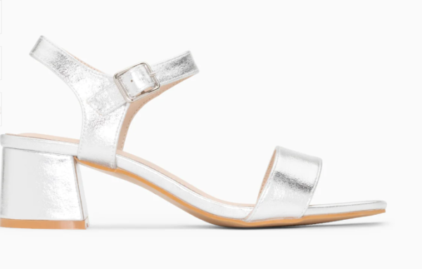 Vanessa Wu Laurie Silver Block Heeled Sandal