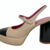 Marco Moreo Nude and Black Block Platform Heel